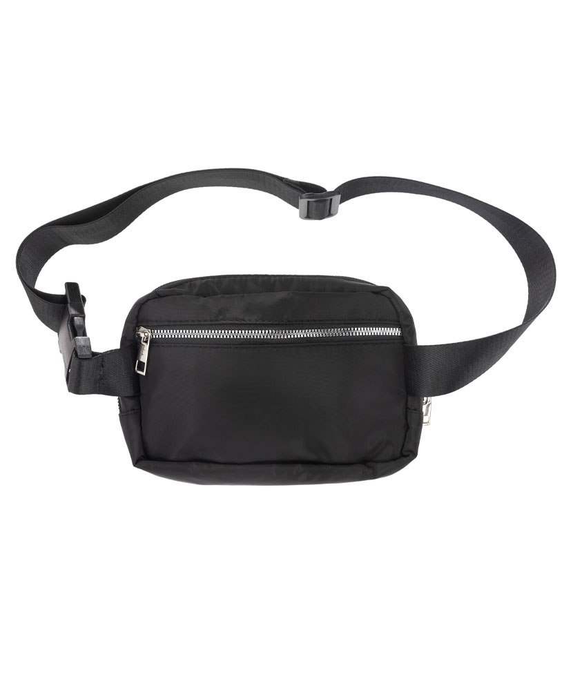 Water-repellent Belt Bag with Adjustable Strap - Black